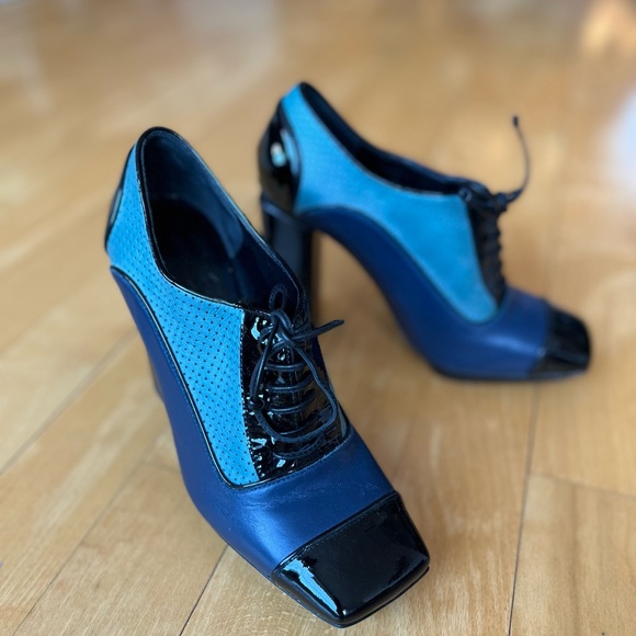 Escada Heeled Loafers - Blue/Black 36 - Picture 2 of 4